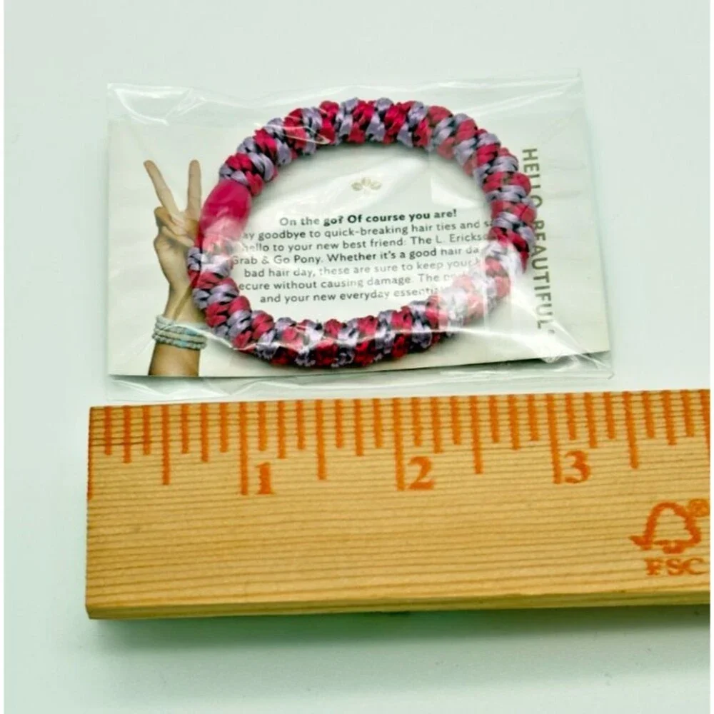 Grab & Go Pony Braided Hair Tie Pink Gray – Gift Ready by L. Erickson